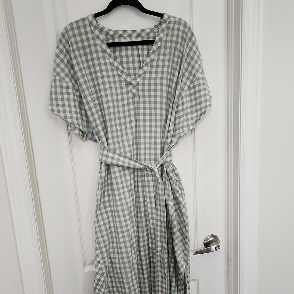 L/XL Pehr 100% Cotton Gingham Summer Dress With Tie.